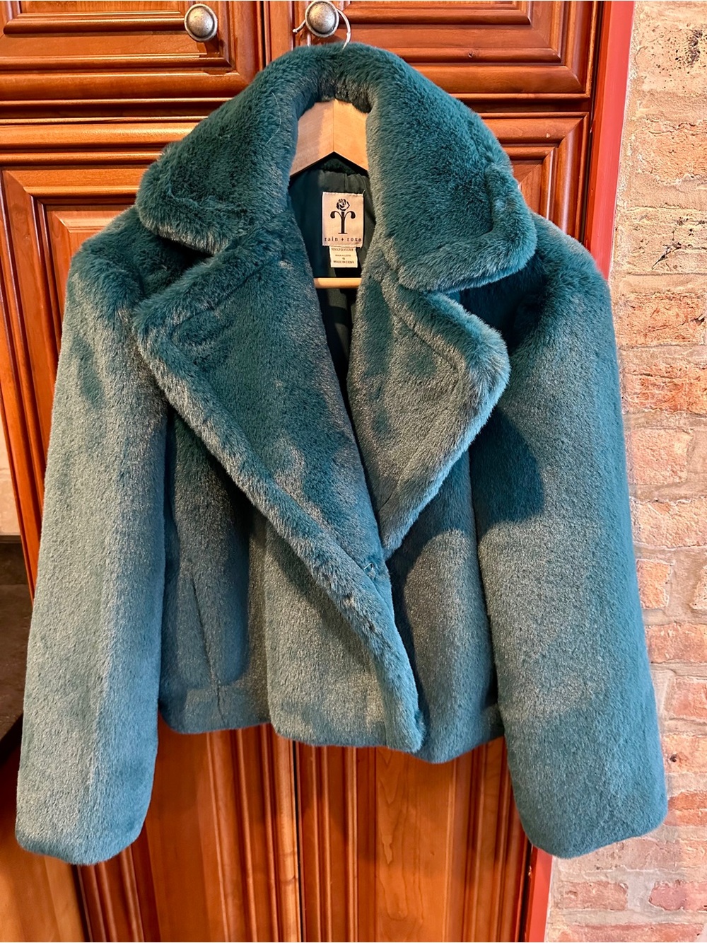 Teal Faux-Fur Teddy Jacket